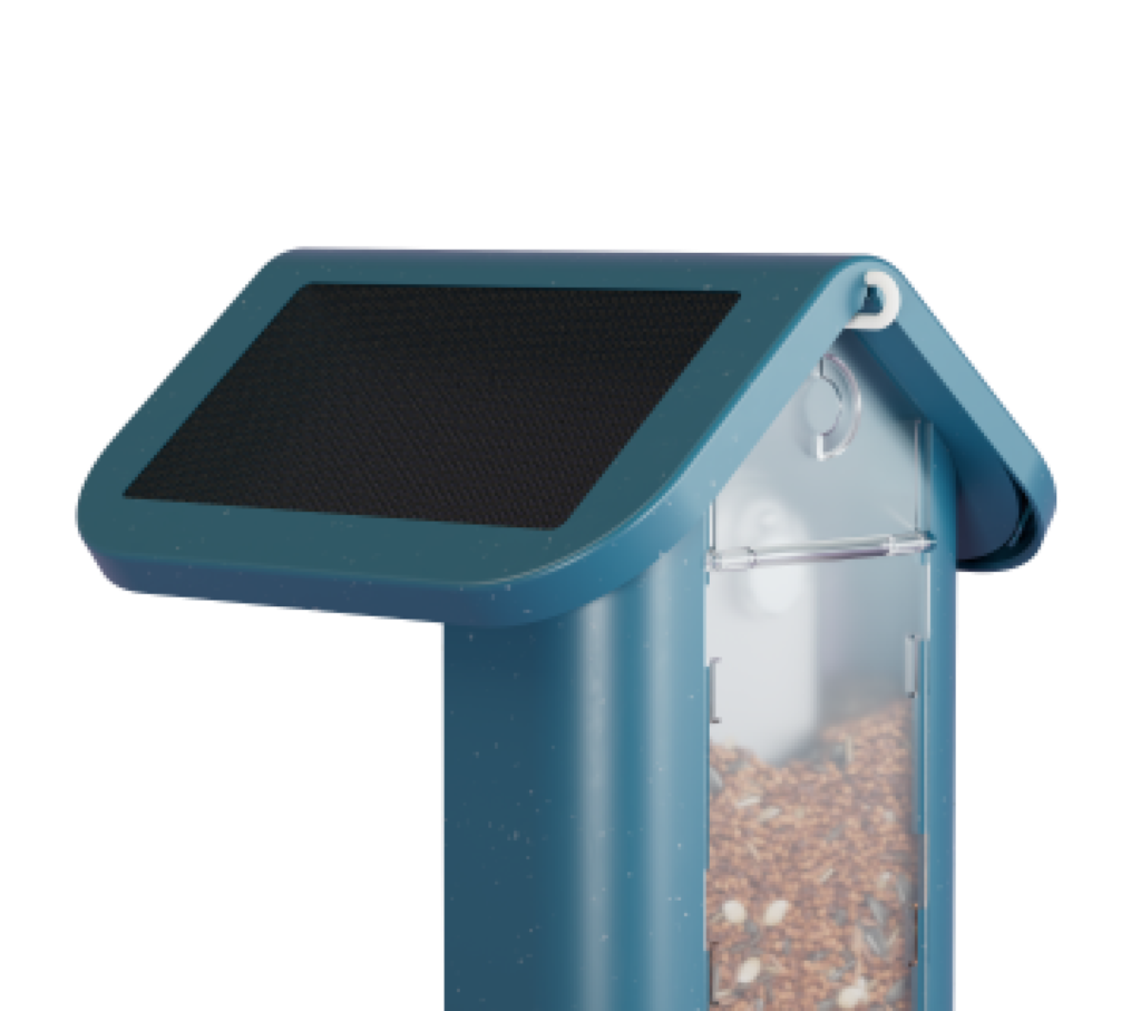 Blue Smart Bird Feeder with solar roof